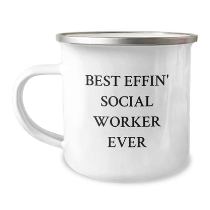 Funny Social Worker Gifts from Family - Best Effin' Social Worker Ever Camping Mug for Social Workers on Mother's Day - Image 1