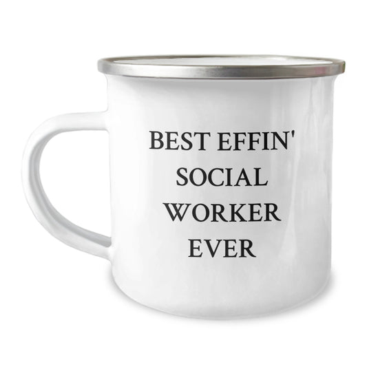 Funny Social Worker Gifts from Family - Best Effin' Social Worker Ever Camping Mug for Social Workers on Mother's Day - Image 1
