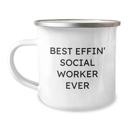 Gifts from Social Worker Friends, Inspirational Camping Mug for the Best Effin Social Worker Ever, Mother's Day Unique Gifts - Image 1