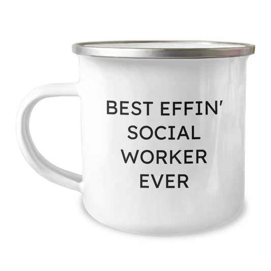 Gifts from Social Worker Friends, Inspirational Camping Mug for the Best Effin Social Worker Ever, Mother's Day Unique Gifts - Image 1