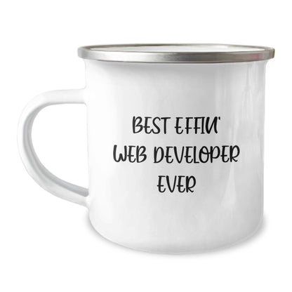 Funny Web Developer Gifts for Mom, Best Effin' Web Developer Ever Camping Mug, Customized Coffee Mug for Web Developer Mom - Image 1