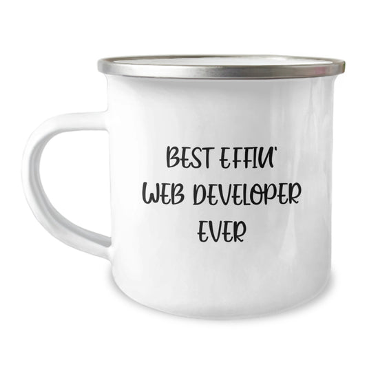 Funny Web Developer Gifts for Mom, Best Effin' Web Developer Ever Camping Mug, Customized Coffee Mug for Web Developer Mom - Image 1