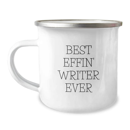 Funny Writer Gifts from Friends for Birthday - Best Effin' Writer Ever Camping Mug - Image 1