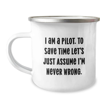 Funny Pilot Camping Mug Gifts from Friends for Birthday Unique Pilot Present - Image 1