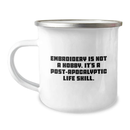 Embroidery Lovers Gifts from Men to Women on Valentine's Cute Camping Mug - Image 1