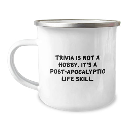 Trivia Camping Mug for Trivia Lovers, Funny Inspirational Quote Gifts from Friends, Family, Coworkers for Graduation, Unique Trivia Enthusiasts - Image 1
