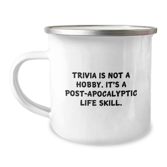 Trivia Camping Mug for Trivia Lovers, Funny Inspirational Quote Gifts from Friends, Family, Coworkers for Graduation, Unique Trivia Enthusiasts - Image 1