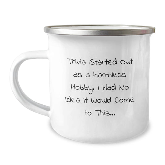 Trivia Camping Mug, Funny Gift for Trivia Lovers, Birthday Unique Gifts from Friends, Trivia Party Mug for Men and Women - Image 1