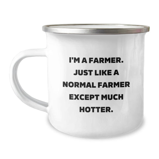 Farmer Gifts for Him from Friends, Funny Camping Mug with 'I'm A Farmer. Just Like A Normal Farmer Except Much Hotter.' Quote, Unique Graduation Gifts - Image 1