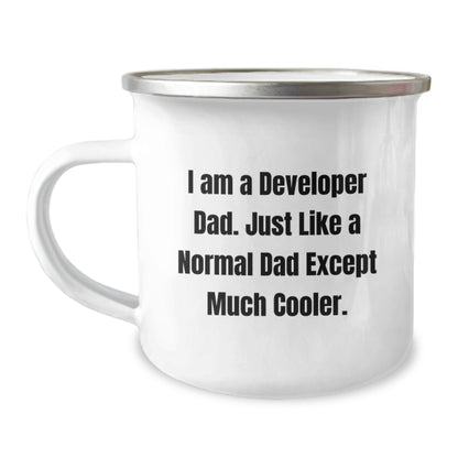 Developer Gifts from Dad, Funny Camping Mug for Developer Dad, Unique Graduation Gifts for Developer Men - Image 1