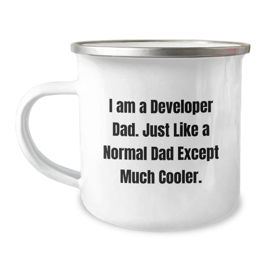Developer Gifts from Dad, Funny Camping Mug for Developer Dad, Unique Graduation Gifts for Developer Men - Image 1