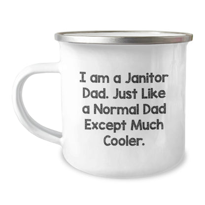 Funny Janitor Gifts for Janitor Dad from Family, Graduation Unique Gifts, Camping Mug with I Am A Janitor Dad Quote - Image 1