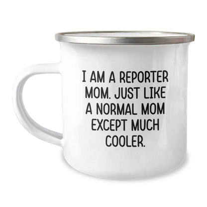 Funny Reporter Mom Gifts from Family - Graduation Unique Gifts for Reporter Dad - Camping Mug with Enthusiastic Quote - Image 1