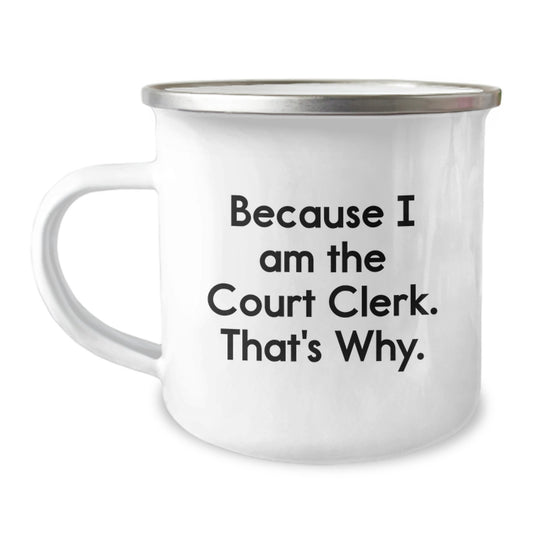 Court Clerk Keepsake Camping Mug Birthday Gift for Him with Enamel - Image 1