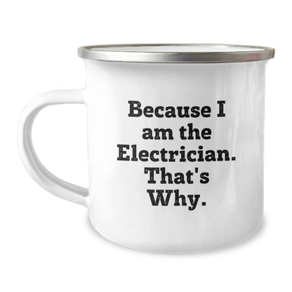 Electrician Keepsake Camping Mug for Him Birthday Gift With Enamel - Image 1
