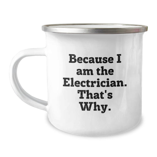 Electrician Keepsake Camping Mug for Him Birthday Gift With Enamel - Image 1