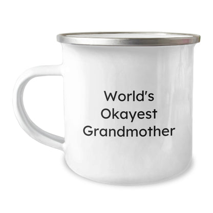 Grandmother Gift for Her World's Okayest Grandmother Camping Mug - Image 1