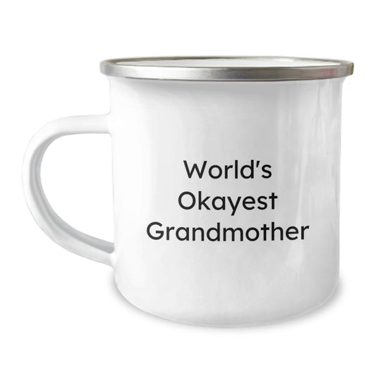 Grandmother Gift for Her World's Okayest Grandmother Camping Mug - Image 1