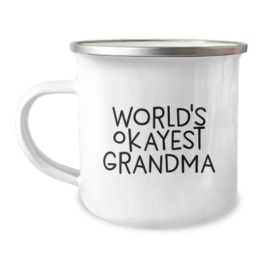 Birthday Gift for Mom Present Grandma Mug – World's Okayest Grandma - Image 1