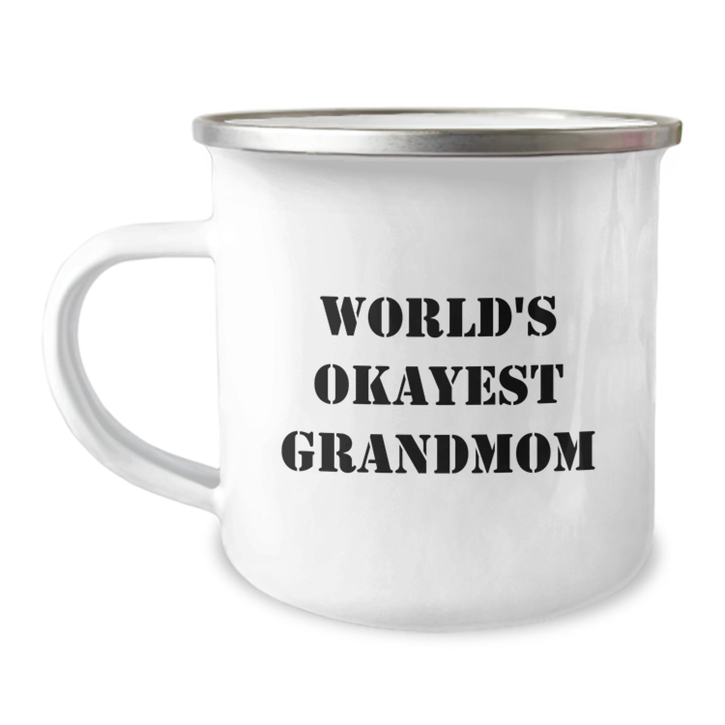 Grandmom Keepsake Camping Mug Birthday Gift for Him World's Okayest - Image 1
