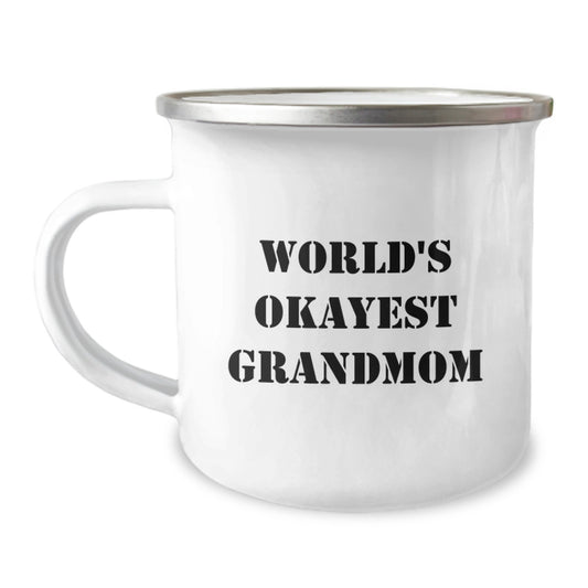 Grandmom Keepsake Camping Mug Birthday Gift for Him World's Okayest - Image 1