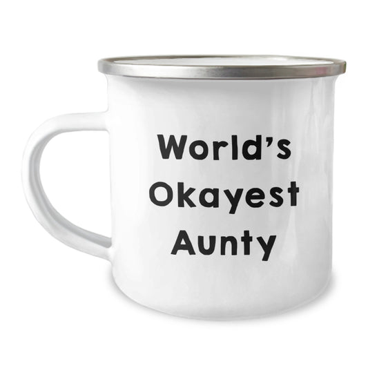 Funny Aunty Gifts for Graduation, World's Okayest Aunty Camping Mug, Unique Gifts from Friends to Family, Perfect for Everyday Use - Image 1