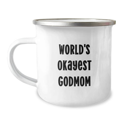 Godmom Keepsake Camping Mug for Him Birthday Gift World's Okayest Godmom - Image 1