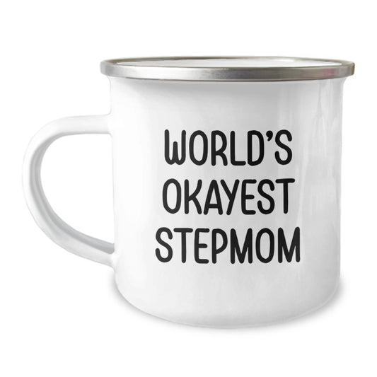 Novelty Stepmom Camping Mug Birthday Gift World's Okayest Stepmom - Image 1