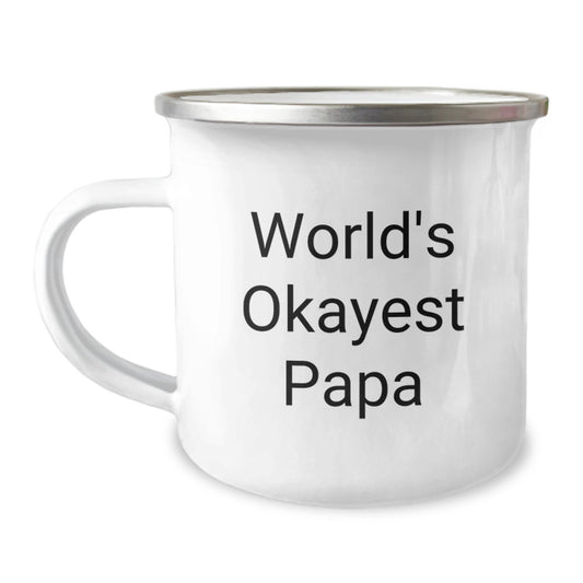 Birthday Gift Camping Mug for Dad Present World's Okayest Papa - Image 1