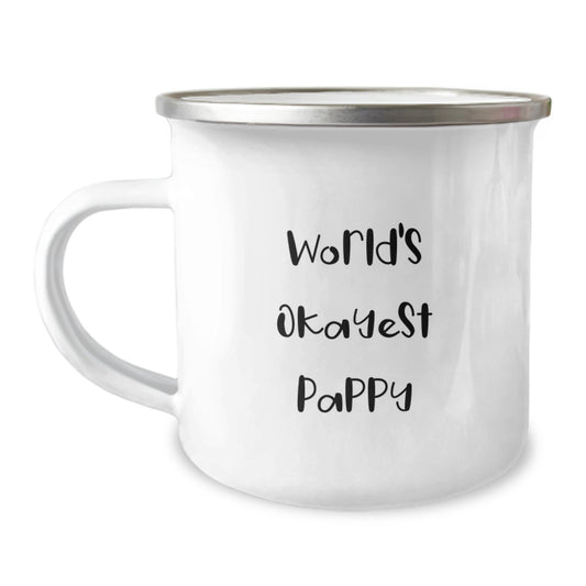 Humorous Camping Mug Gift World's Okayest Pappy - Novelty Present - Image 1