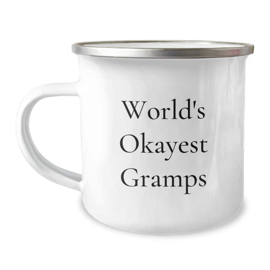 Humorous Gramps Gift - Novelty Camping Mug with 'World's Okayest Gramps' - Image 1