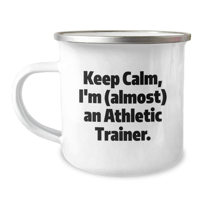 Christmas Gift for Her - Keep Calm Athletic Trainer Present Camping Mug - Image 1