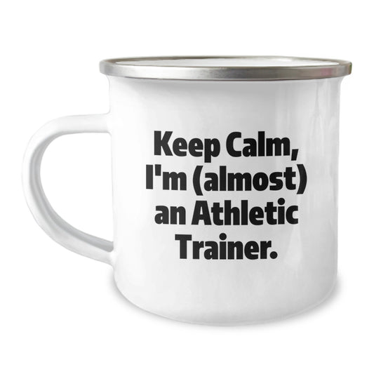 Christmas Gift for Her - Keep Calm Athletic Trainer Present Camping Mug - Image 1