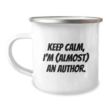 Author Keepsake Gift for Him - Keep Calm, I'm (Almost) An Author Camping - Image 1