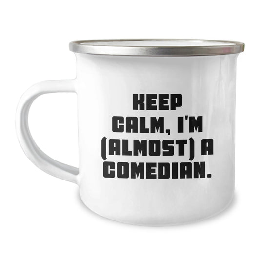 Christmas Gift for Her - Keep Calm, I'm (Almost) A Comedian Camping Mug - Image 1