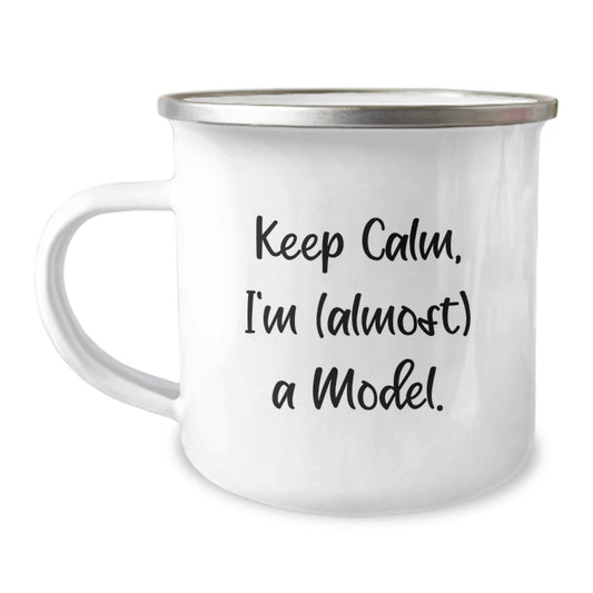 Christmas Gift for Her - Keep Calm, I'm (Almost) A Model Camping Mug - Image 1