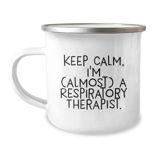 Respiratory Therapist Gift for Him - Keep Calm Keepsake Camping Mug - Image 1