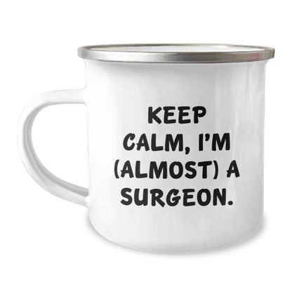 Surgeon Gift for Him Keep Calm, I'm (Almost) A Surgeon Keepsake Camping - Image 1