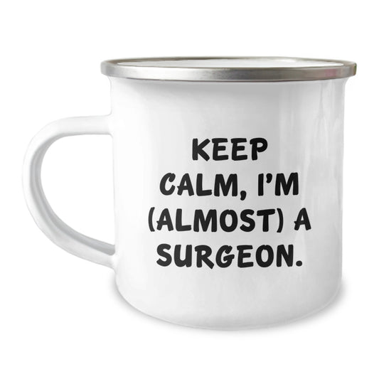 Surgeon Gift for Him Keep Calm, I'm (Almost) A Surgeon Keepsake Camping - Image 1