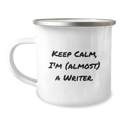 Writer's Gift for Him Keep Calm, I'm (Almost) A Writer Keepsake Camping - Image 1
