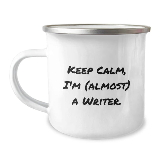 Writer's Gift for Him Keep Calm, I'm (Almost) A Writer Keepsake Camping - Image 1