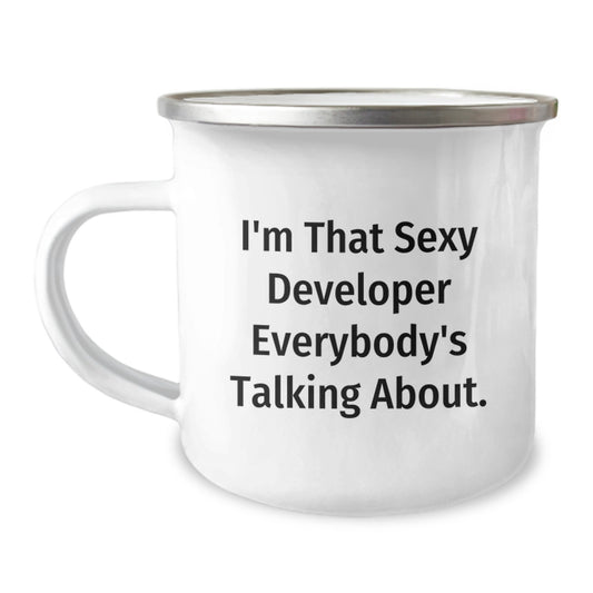 Christmas Gift for Her - Sexy Developer Quote Camping Mug Present - Image 1