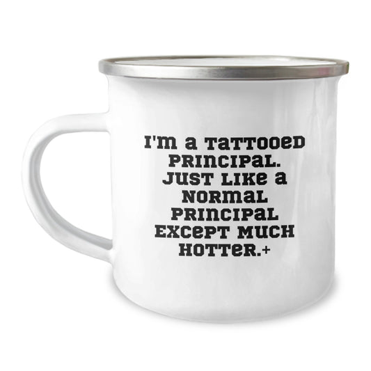 Principal Gift for Him Playful Tattooed Principal Keepsake Camping Mug - Image 1