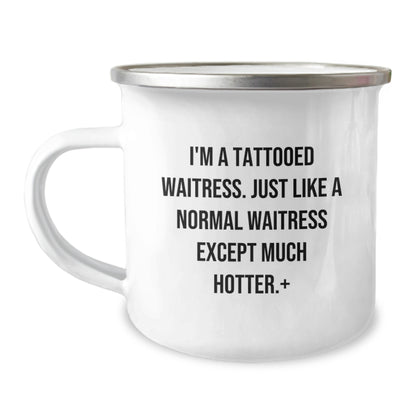 Waitress Gift for Him A Playful Keepsake Camping Mug - Tattooed Waitress - Image 1