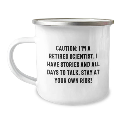 Funny Gifts from Friends for the Scientist in Your Life - Retired Scientist Camping Mug Birthday Unique Gift - Image 1