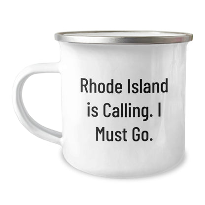 Rhode Island Camping Mug, Funny Gift for Men from Friends and Family - 'Rhode Island Is Calling. I Must Go.' - Image 1