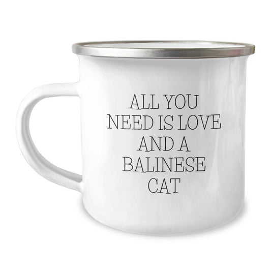 Funny Balinese Cat Lover Gifts from Friends to Family - All You Need Is Love Camping Mug Christmas Unique - Image 1