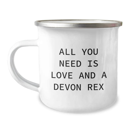 Funny Devon Rex Cat Lover Gifts from Friends, Christmas Unique Gifts for Women, Camping Mug - Image 1