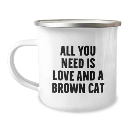 Funny Brown Cat Camping Mug Gifts from Family to Brown Cat Lover on Valentine's - Image 1