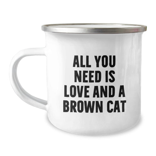 Funny Brown Cat Camping Mug Gifts from Family to Brown Cat Lover on Valentine's - Image 1